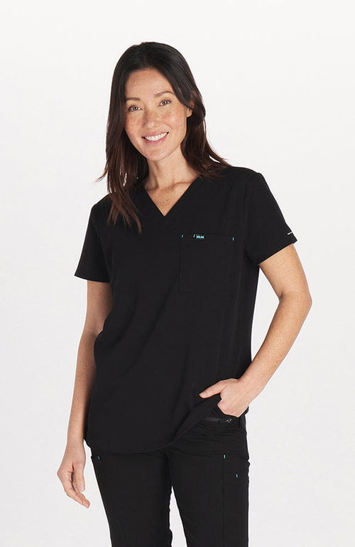 Mayfair V Neck 2-Pocket CORE Scrub Top Black - DOLAN